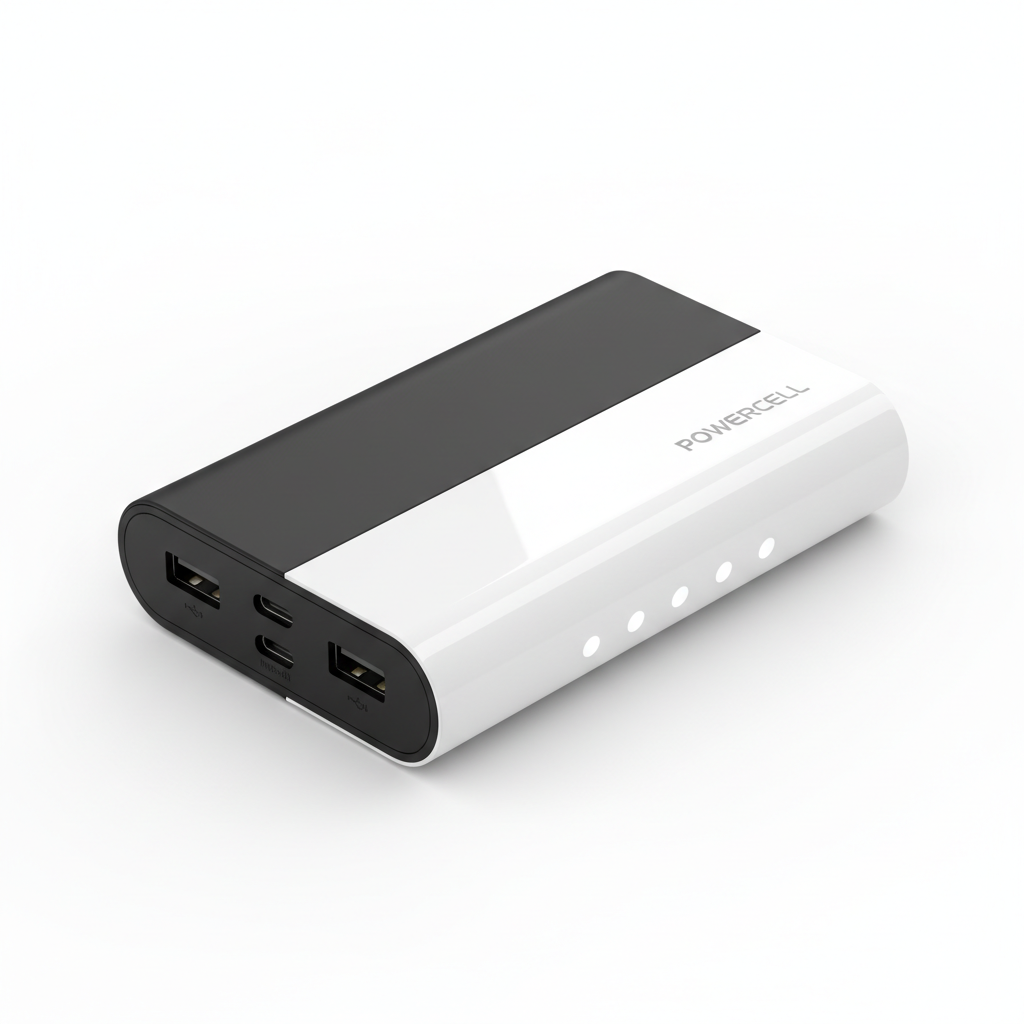 Power bank portátil 10000mAh preto e branco