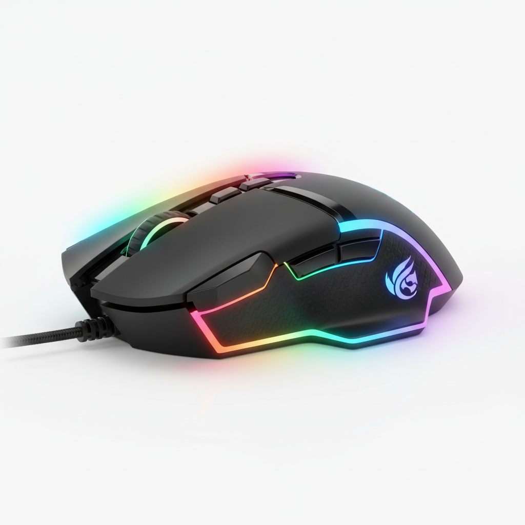 Mouse gamer com iluminação RGB multicolorida