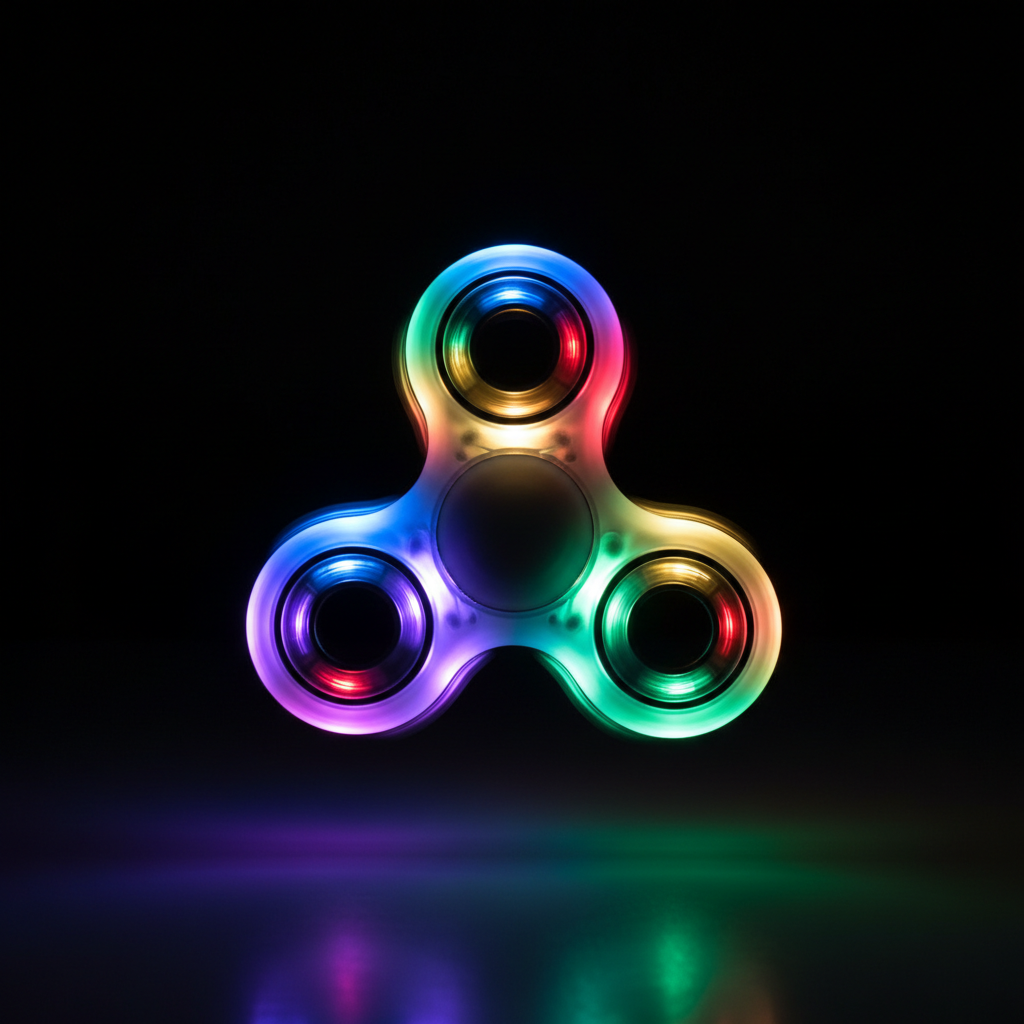 Fidget Spinner LED Colorido girando com luzes acesas