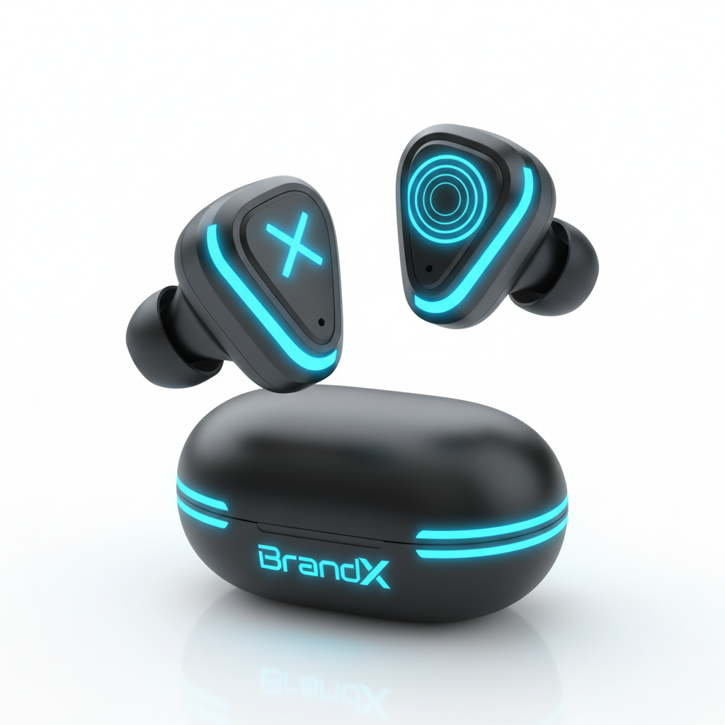 Fone Bluetooth LED Neon azul futurista
